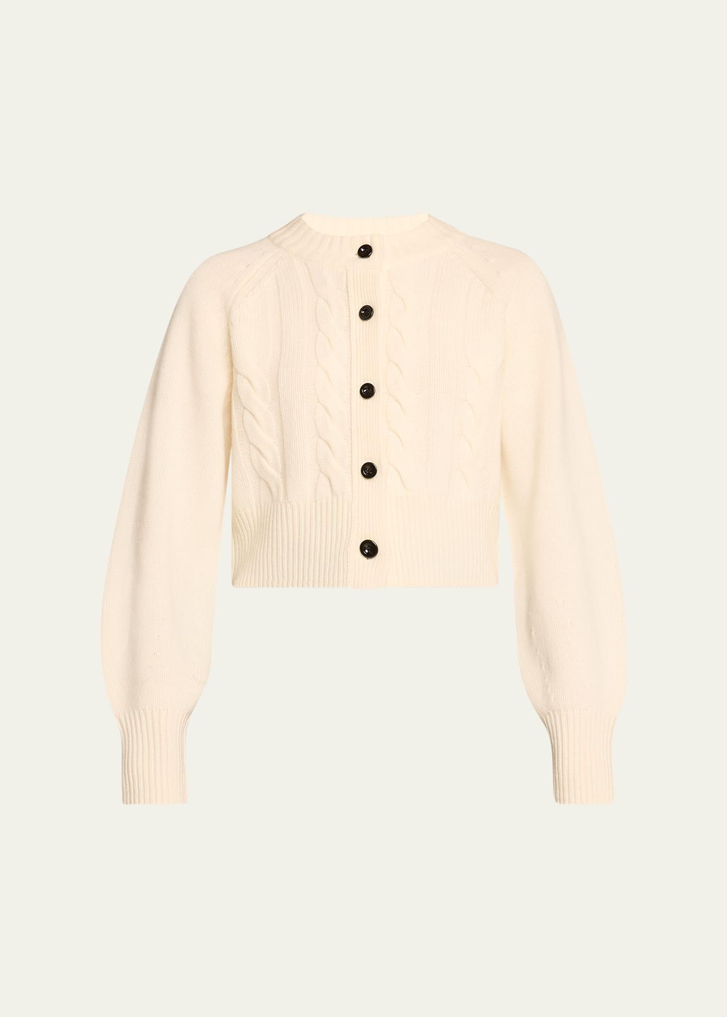 rita cropped wool and cashmere cable-knit cardigan