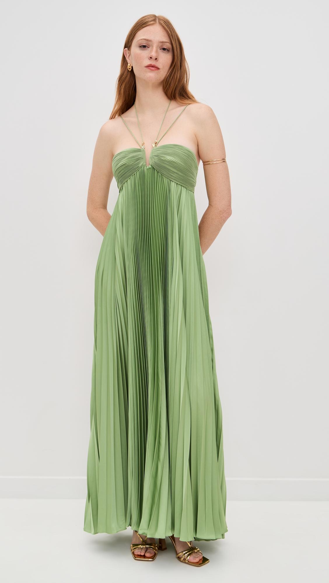 river pleated gown