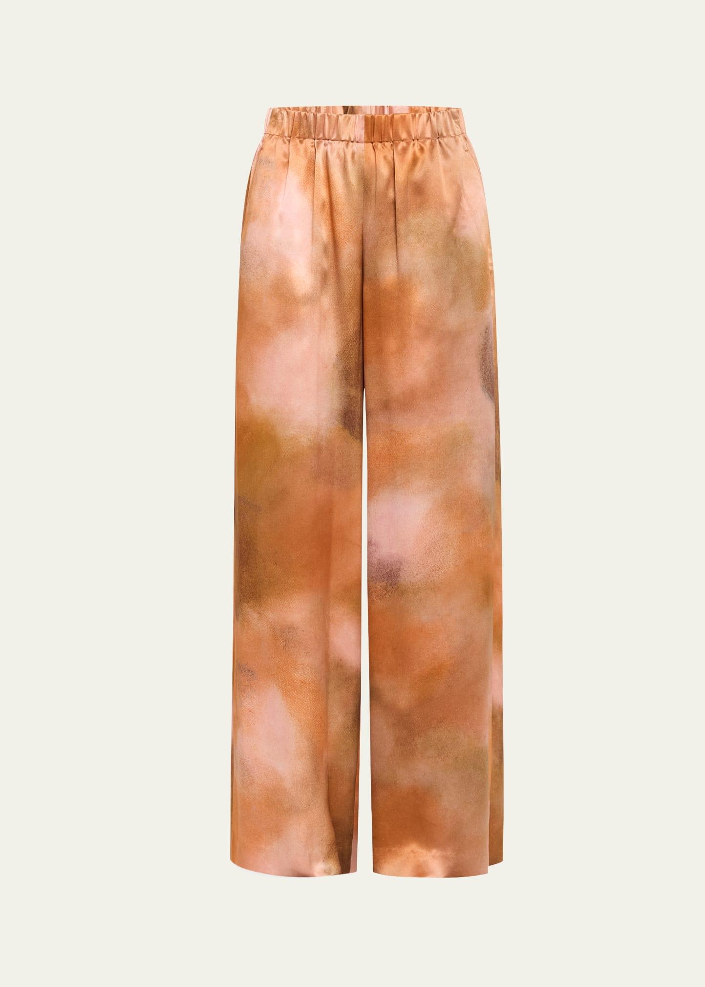 riverside silk straight-leg pull-on pants