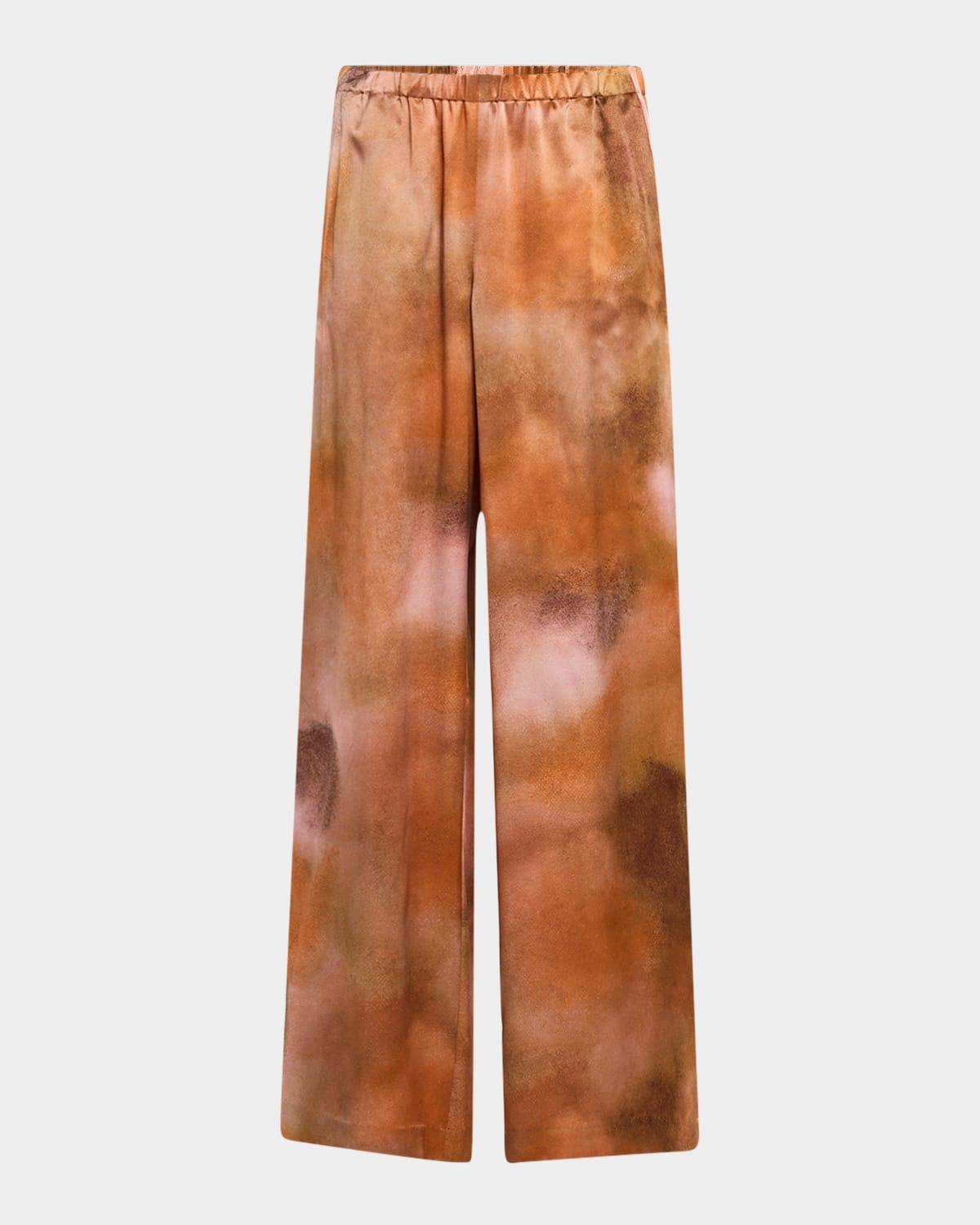 riverside silk straight-leg pull-on pants