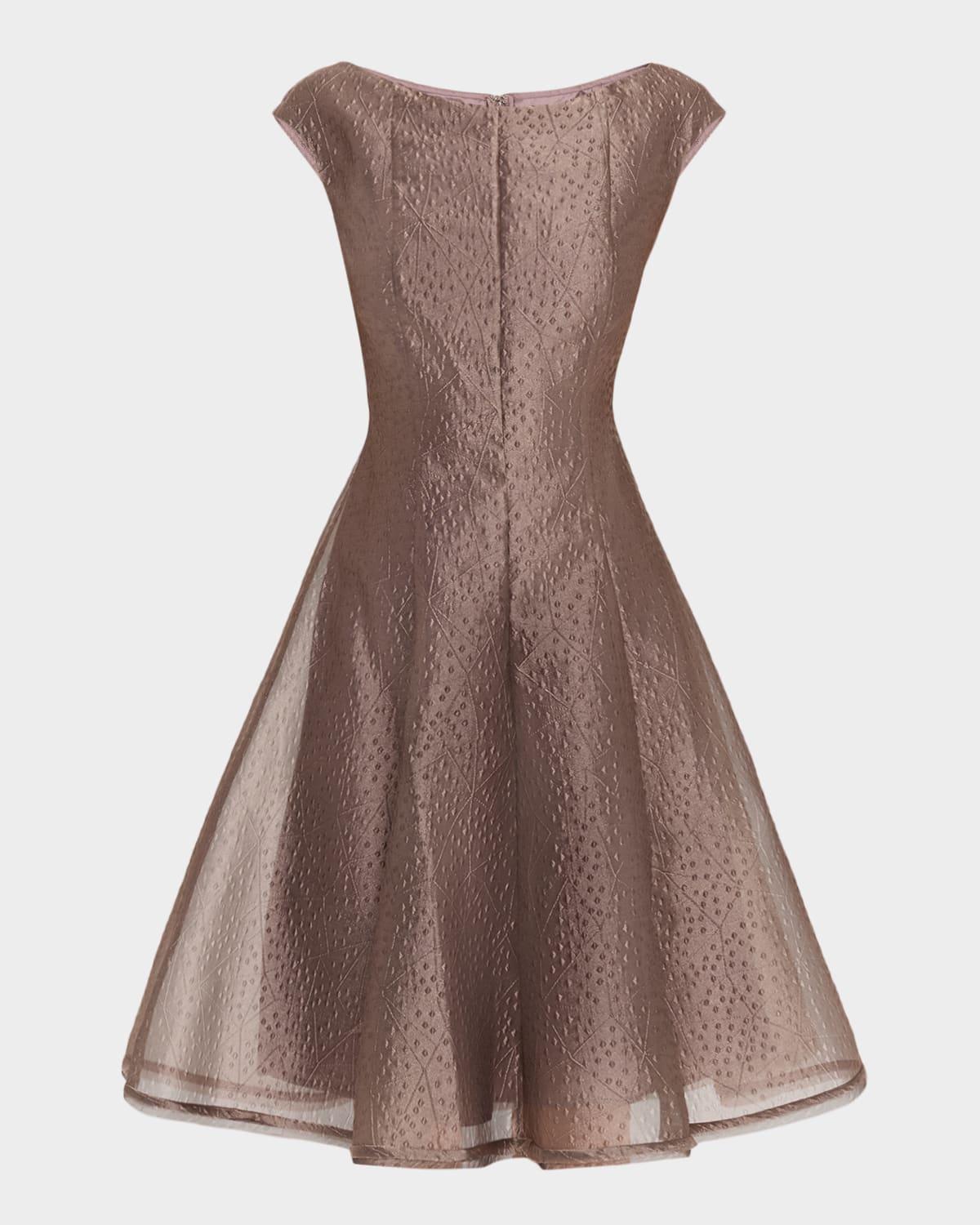 rivet organza short-sleeved midi dress