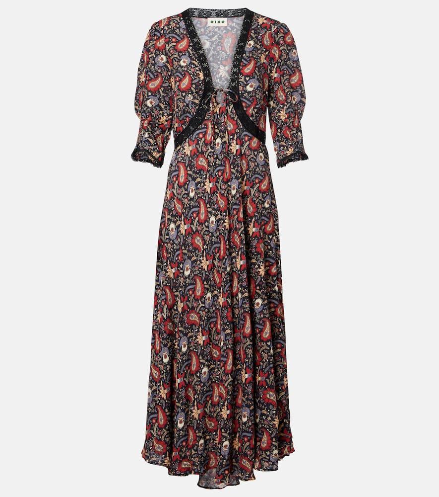rixo amina floral crêpe de chine midi dress