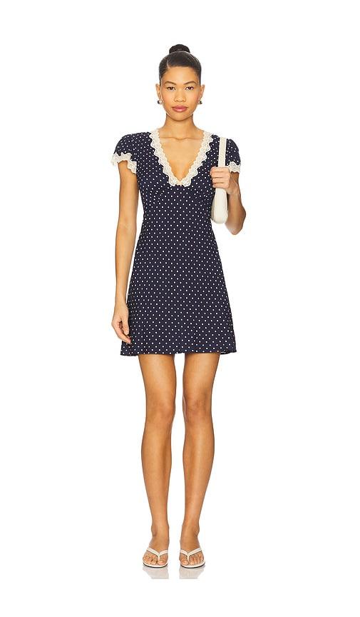 rixo cely dress in navy.