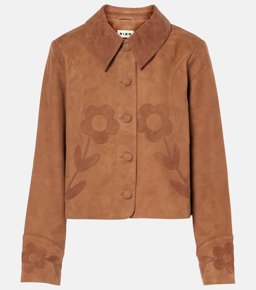 rixo dionne appliqué suede jacket