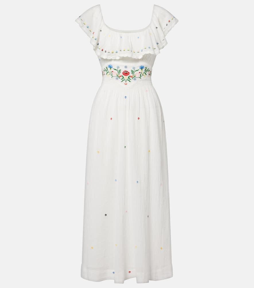 rixo ebony embroidered cotton midi dress