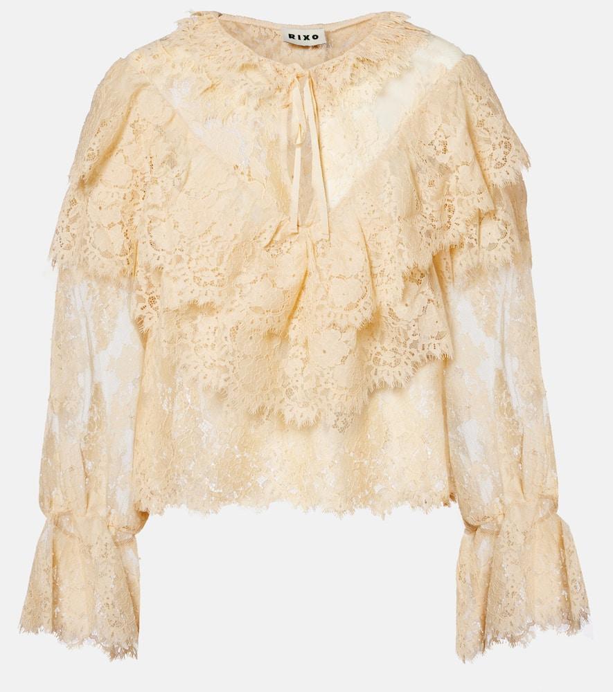 rixo faryn ruffled lace blouse