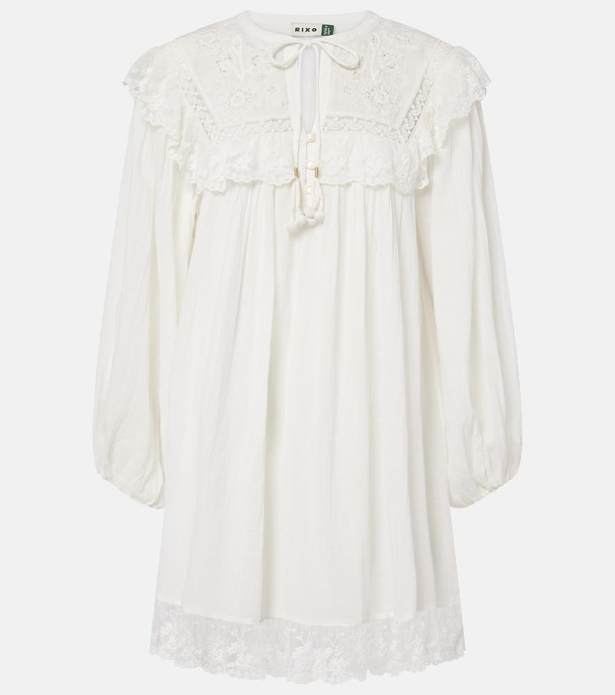 rixo inez embroidered cotton minidress