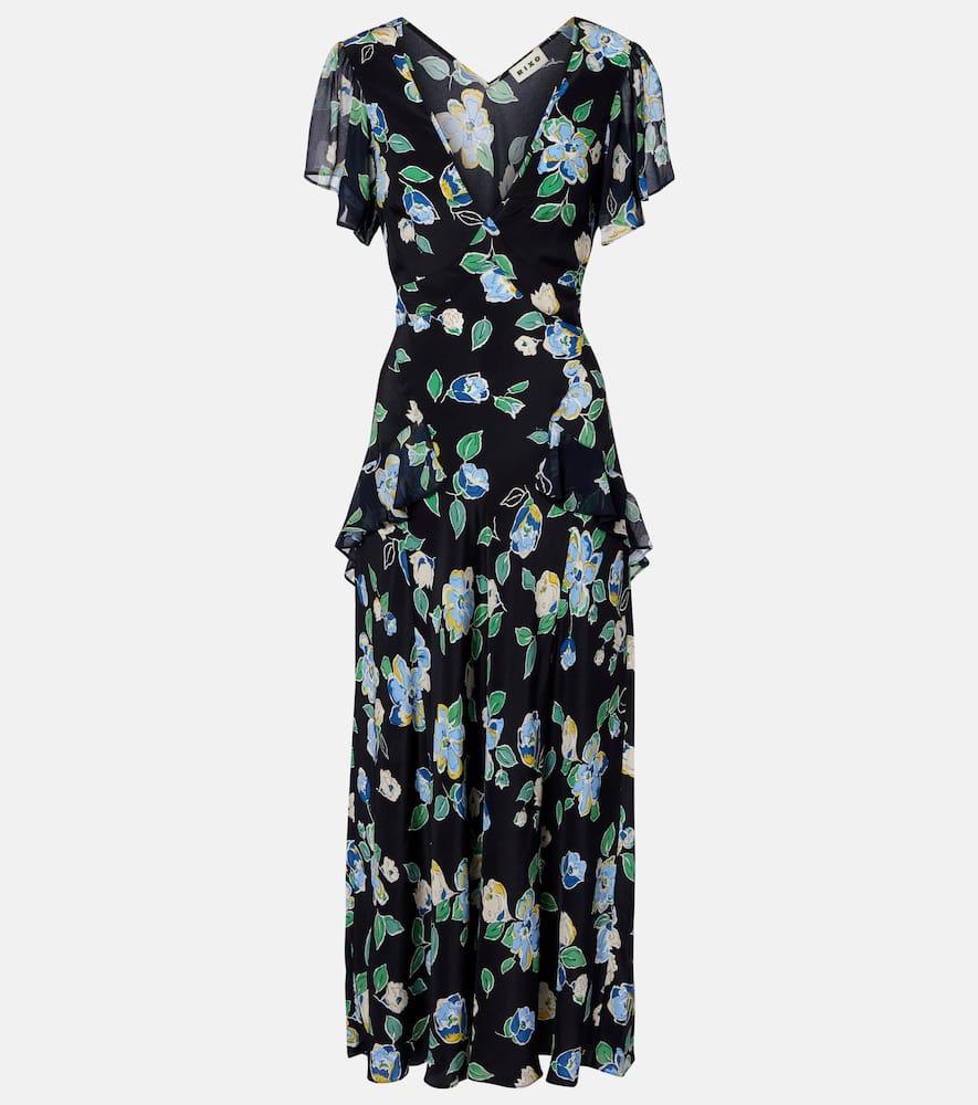 rixo kimmie floral ruffled silk midi dress