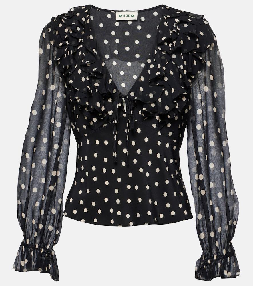 rixo lasca ruffled silk blouse