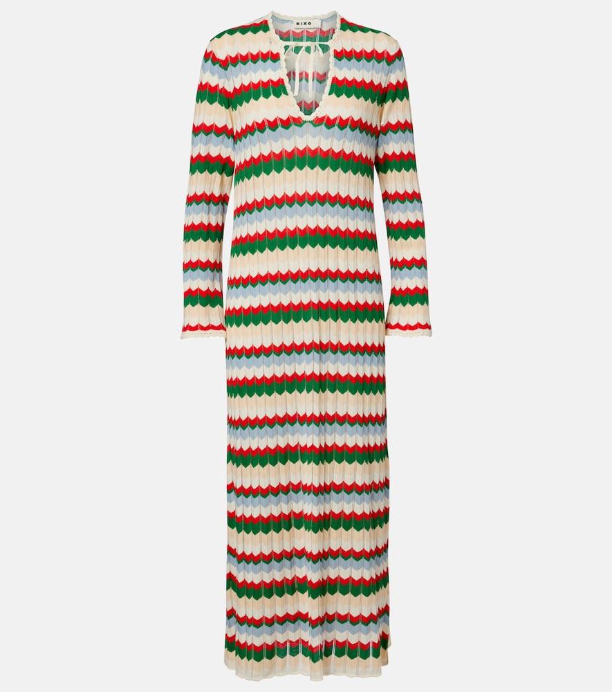 rixo lucila knitted chevron cotton maxi dress