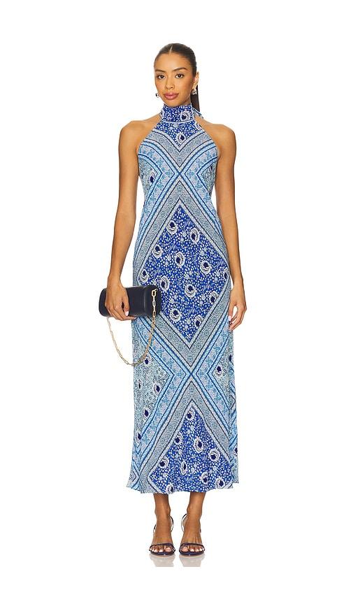 rixo maura dress in blue.
