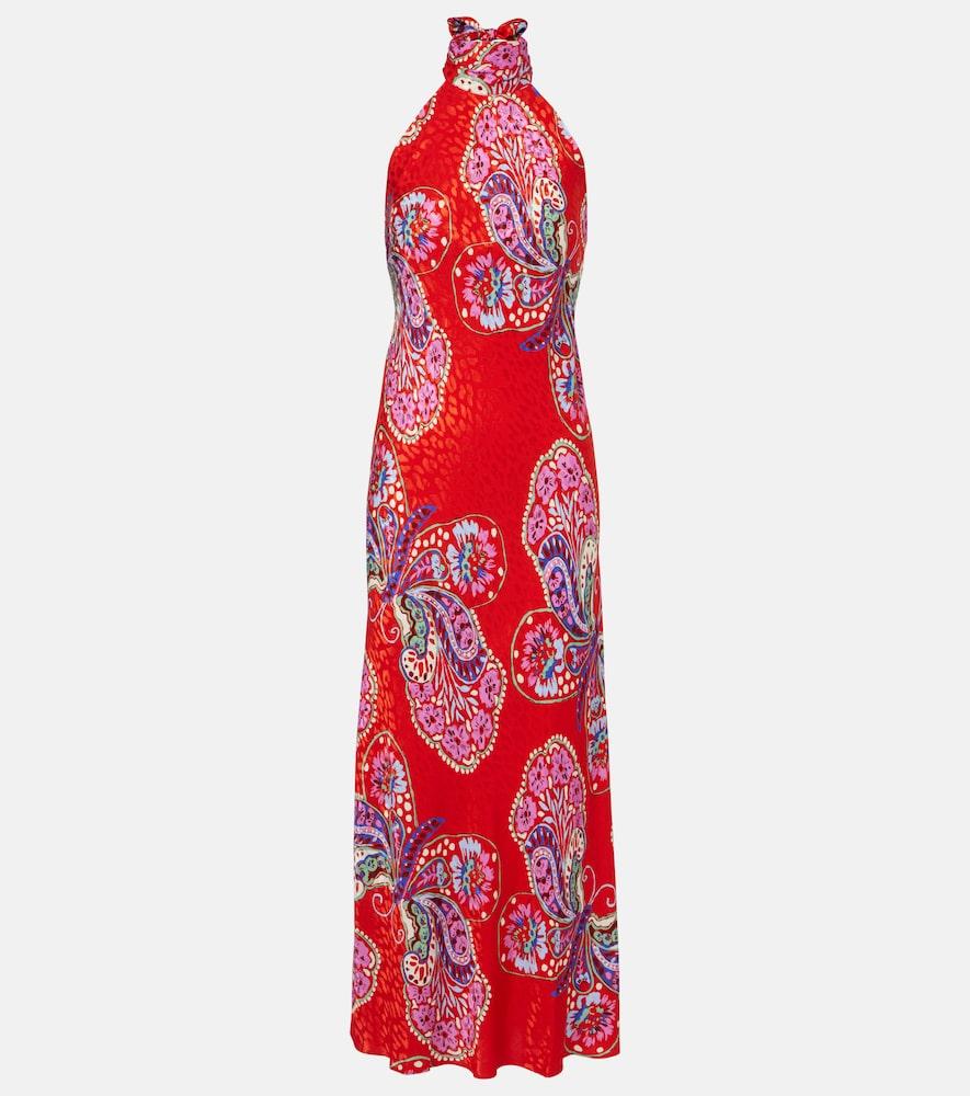 rixo maura printed halterneck maxi dress