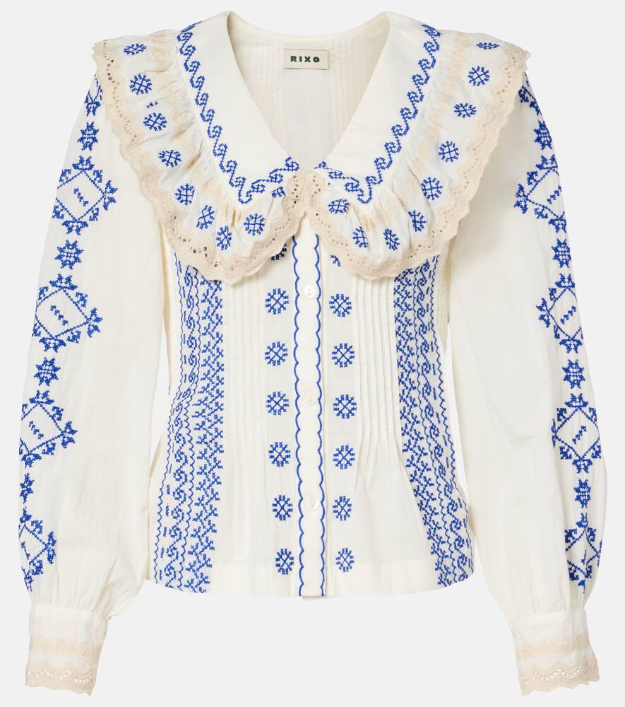 rixo percy embroidered cotton blouse