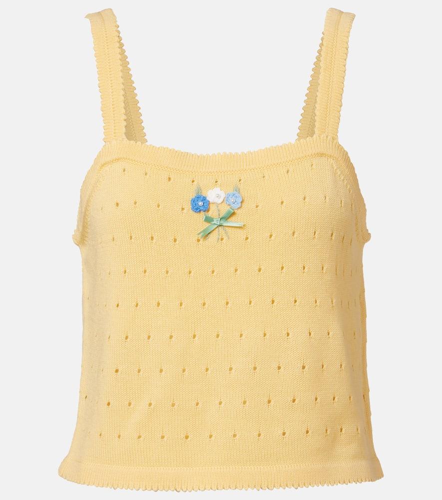 rixo perla embroidered pointelle wool tank top