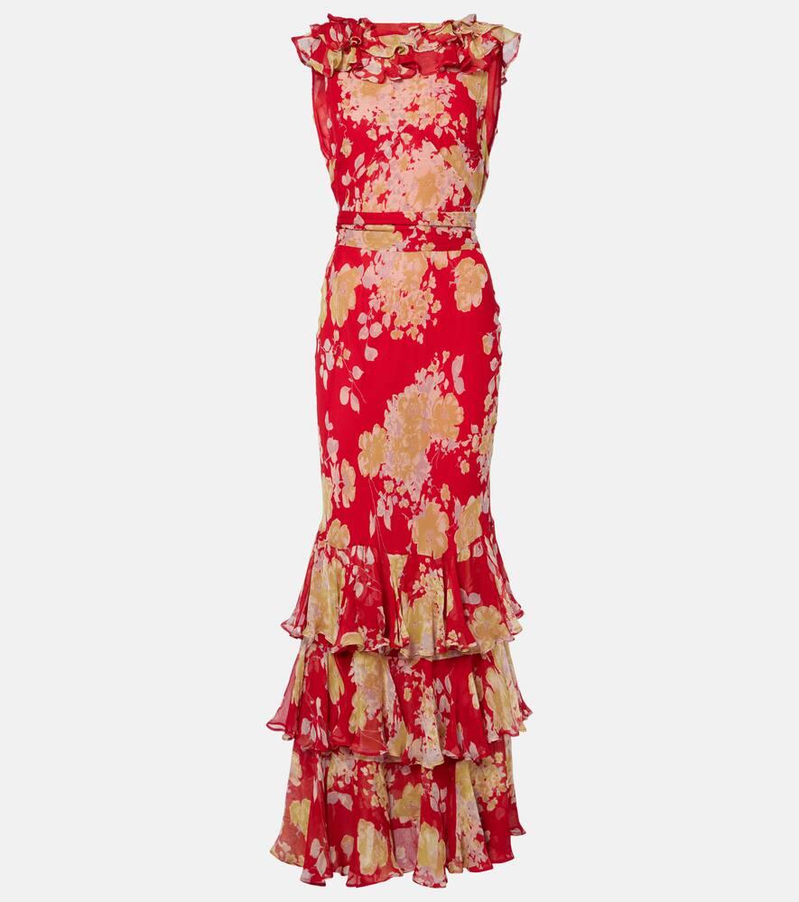 rixo rio floral ruffled gown