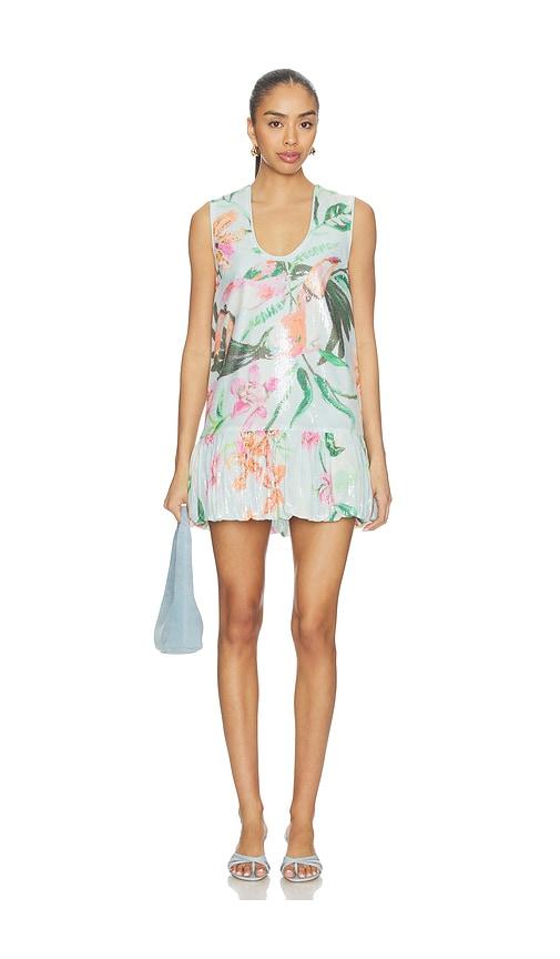 roame. bambi sequin mini dress in baby blue.