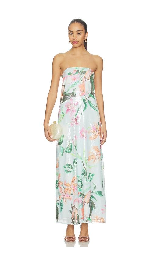 roame. bianca sequin gown in baby blue.
