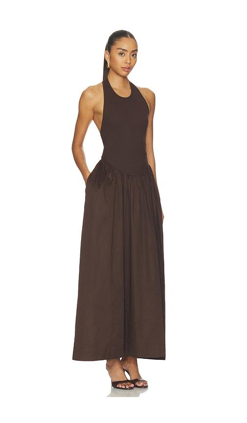 roame. cody rib maxi dress in chocolate.