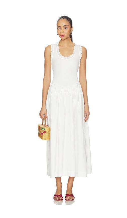 roame. lucy rib maxi dress in white.