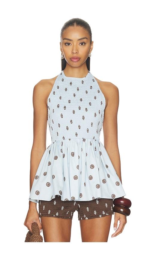 roame. wren halter top in blue.