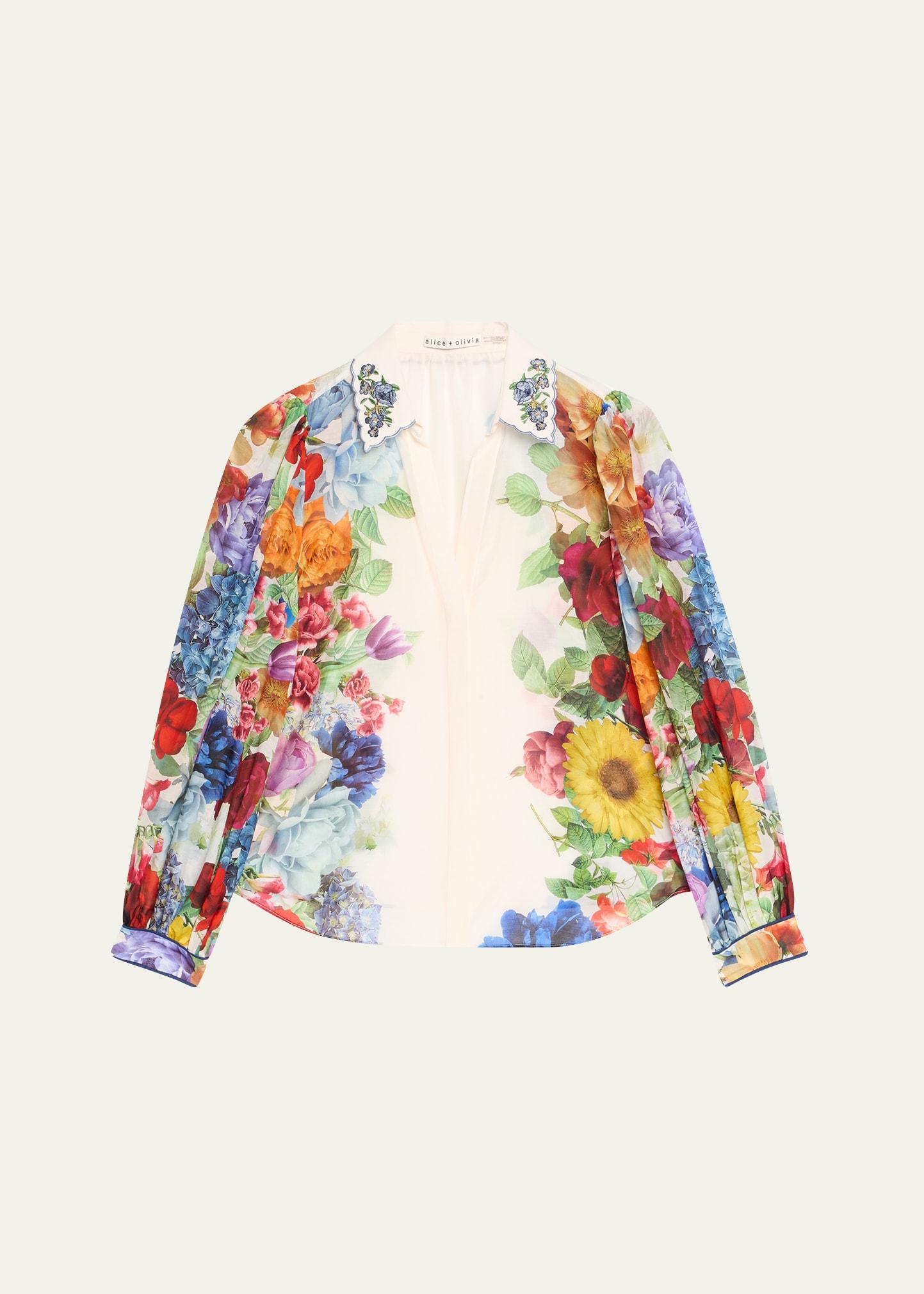 roanne floral button-front blouse