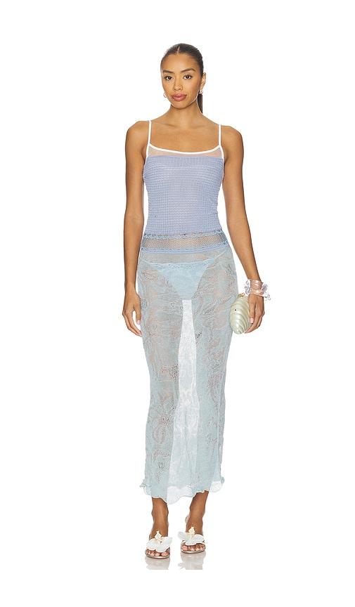 roberta einer delicate maxi dress in blue.