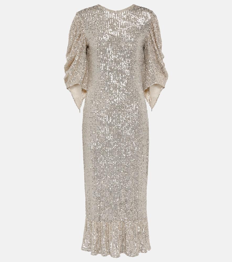roberta einer drama sequined midi dress