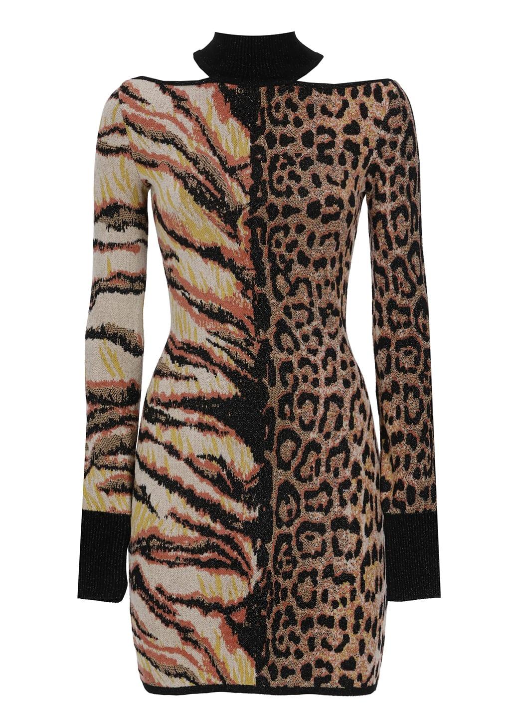 roberto cavalli animaleir jacquard dress