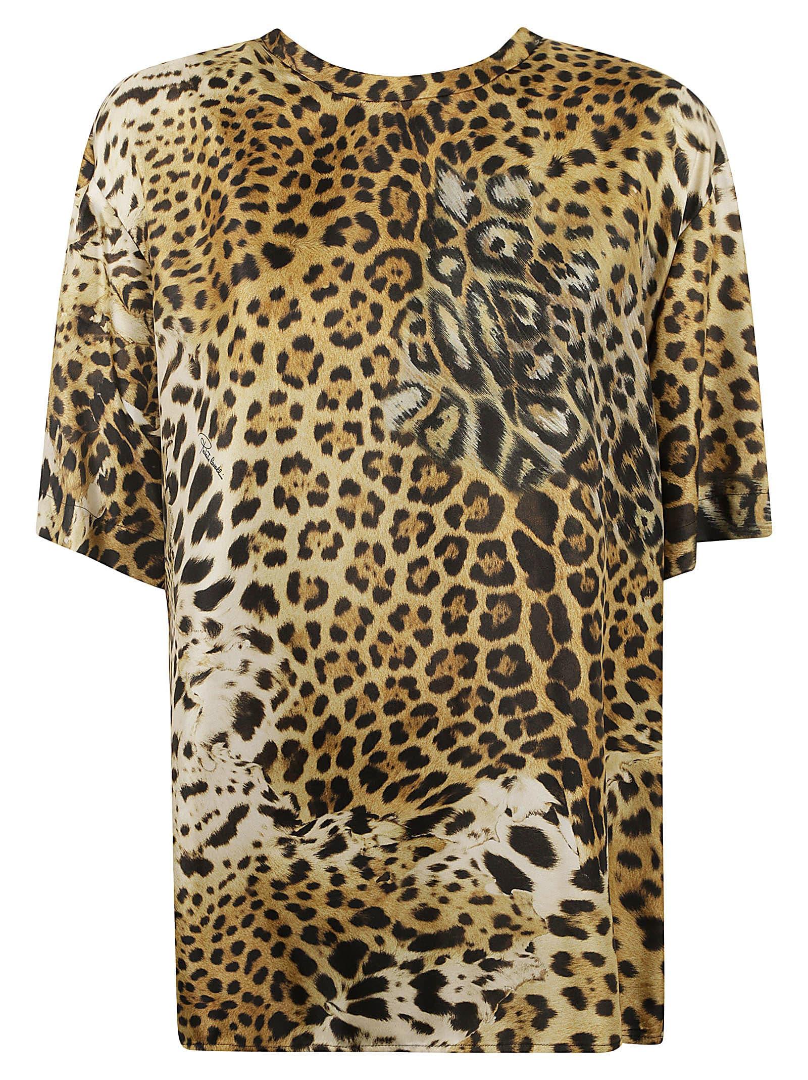 roberto cavalli animalier print top