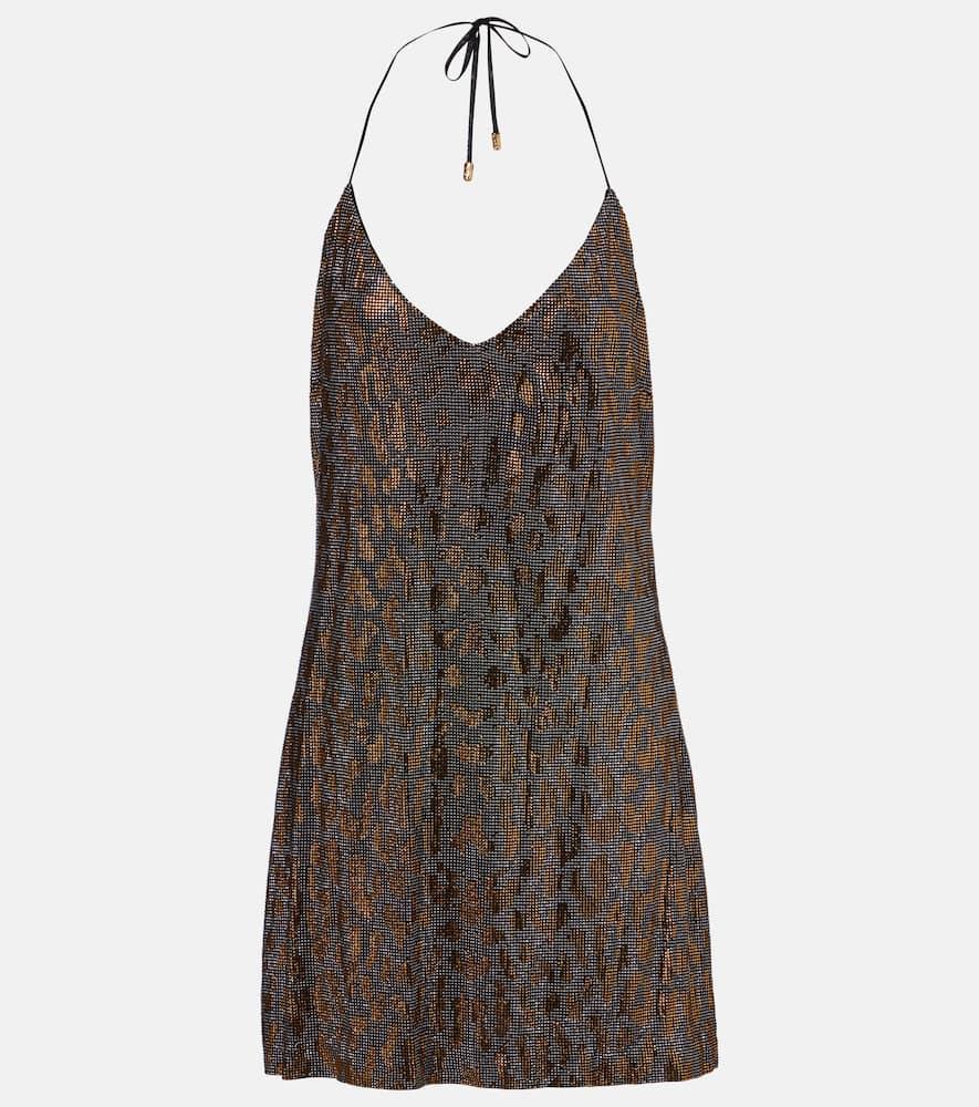 roberto cavalli beaded halterneck slip dress