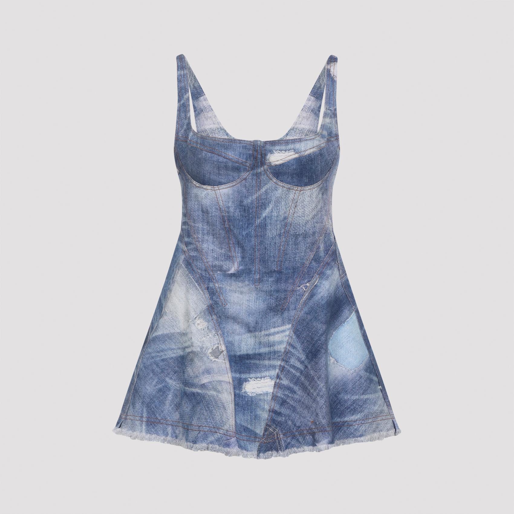 roberto cavalli cotton mini dress blue elastane - women