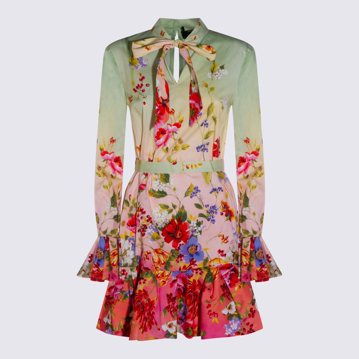 roberto cavalli dresses green/fuchsia co el - women