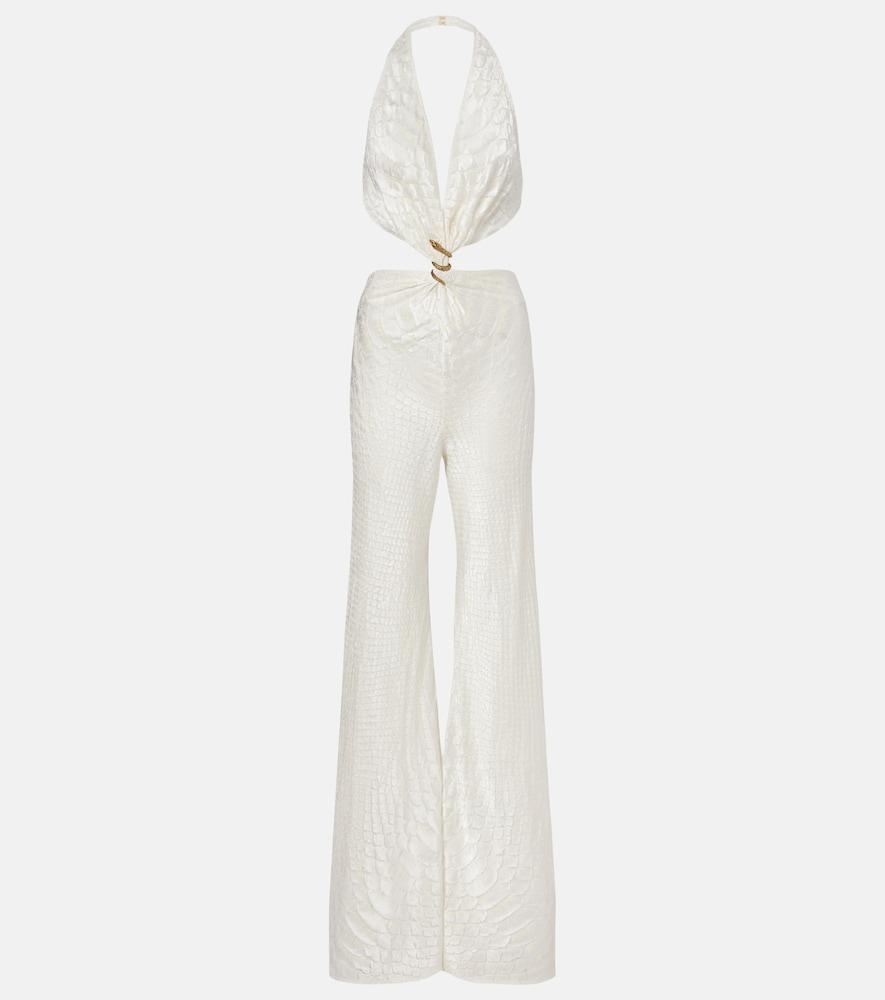 roberto cavalli embellished halterneck jumpsuit