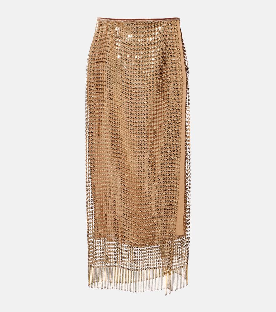 roberto cavalli embellished wrap skirt
