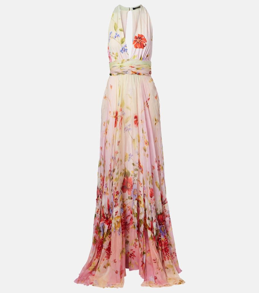 roberto cavalli floral silk gown