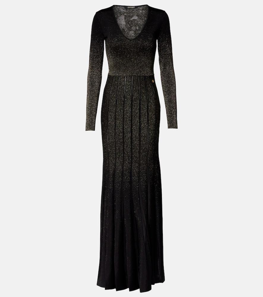 roberto cavalli glitter pleated gown