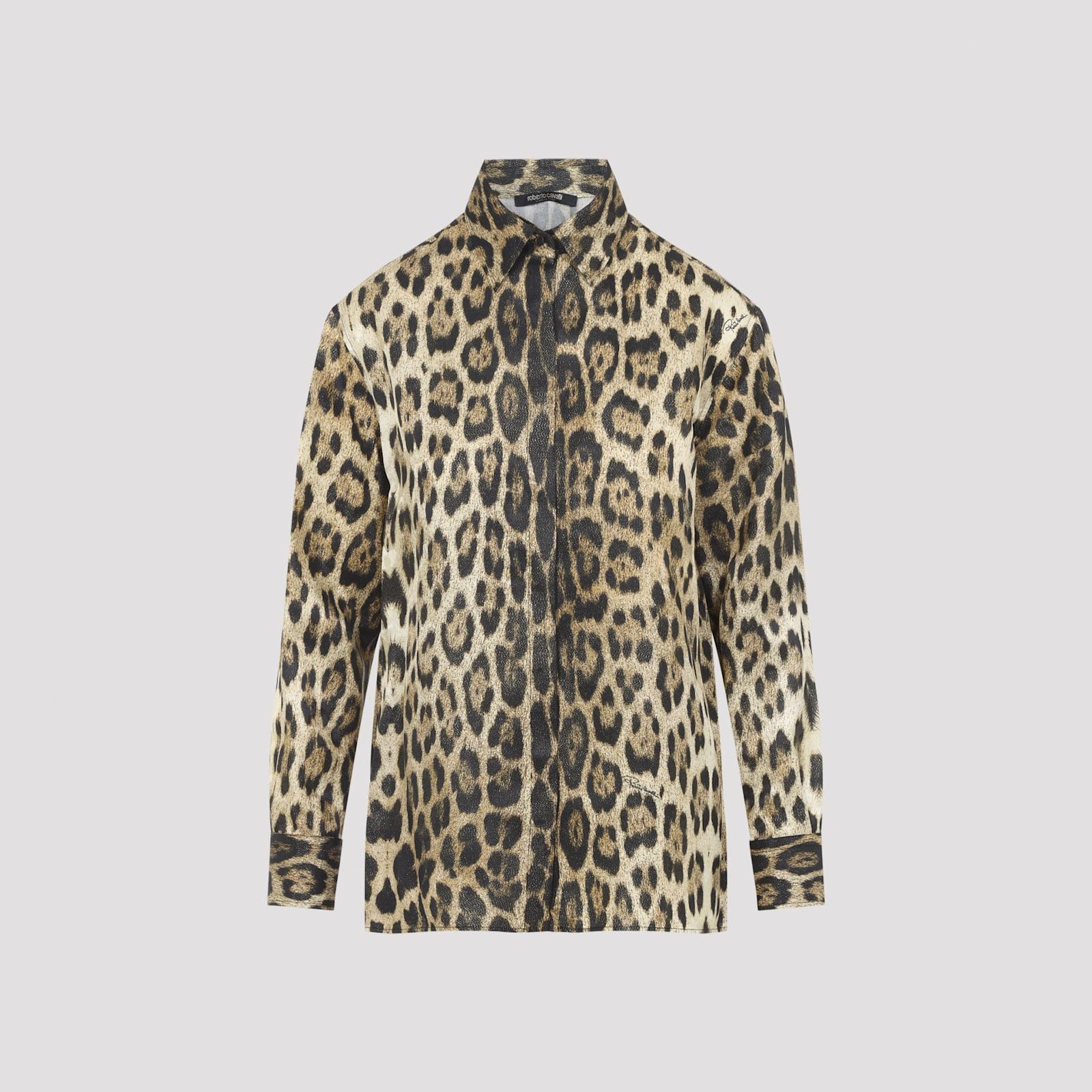roberto cavalli jaguard print shirt