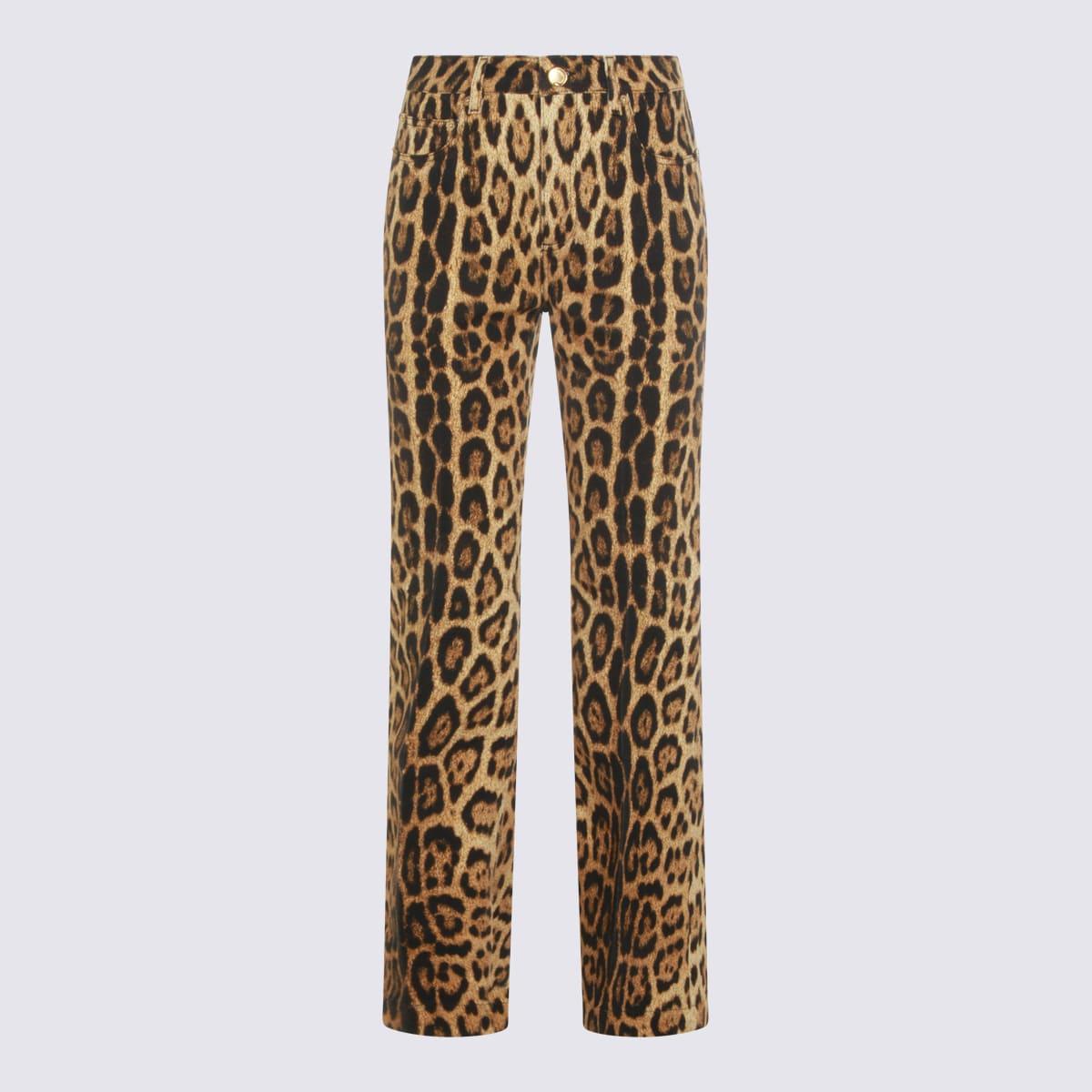 roberto cavalli leopard cotton jeans