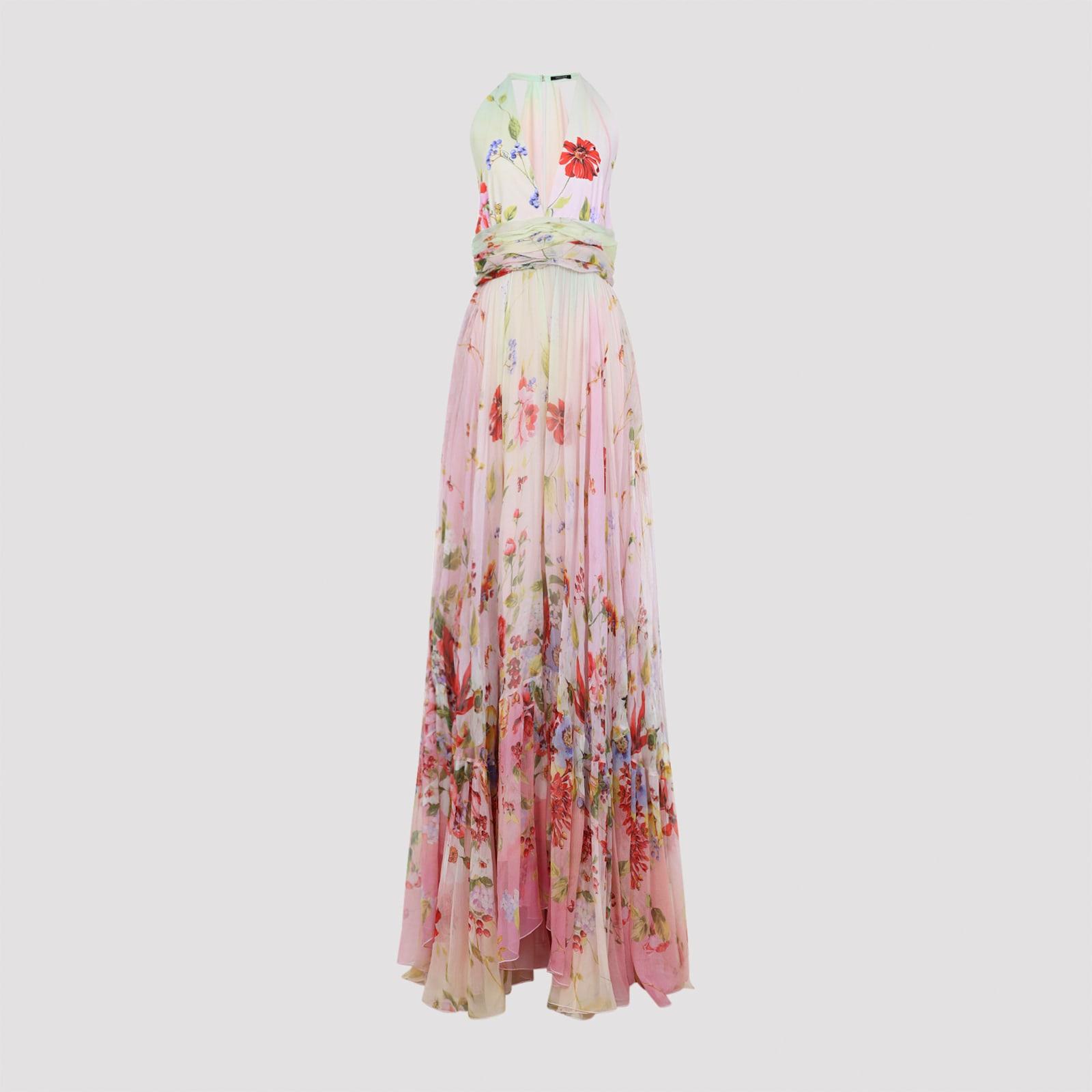 roberto cavalli miami flowers long dress