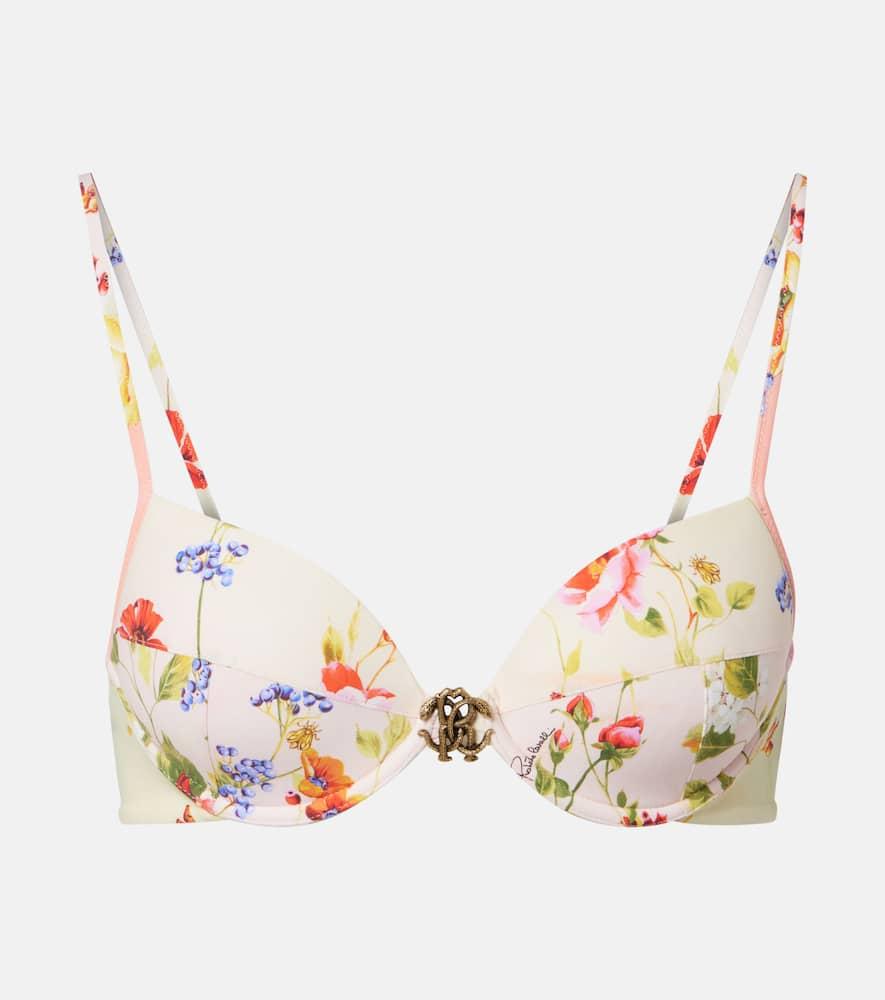 roberto cavalli printed bikini top