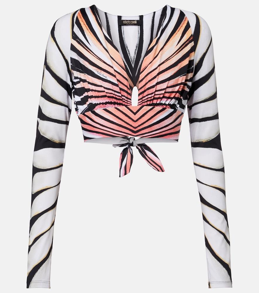 roberto cavalli printed crop top
