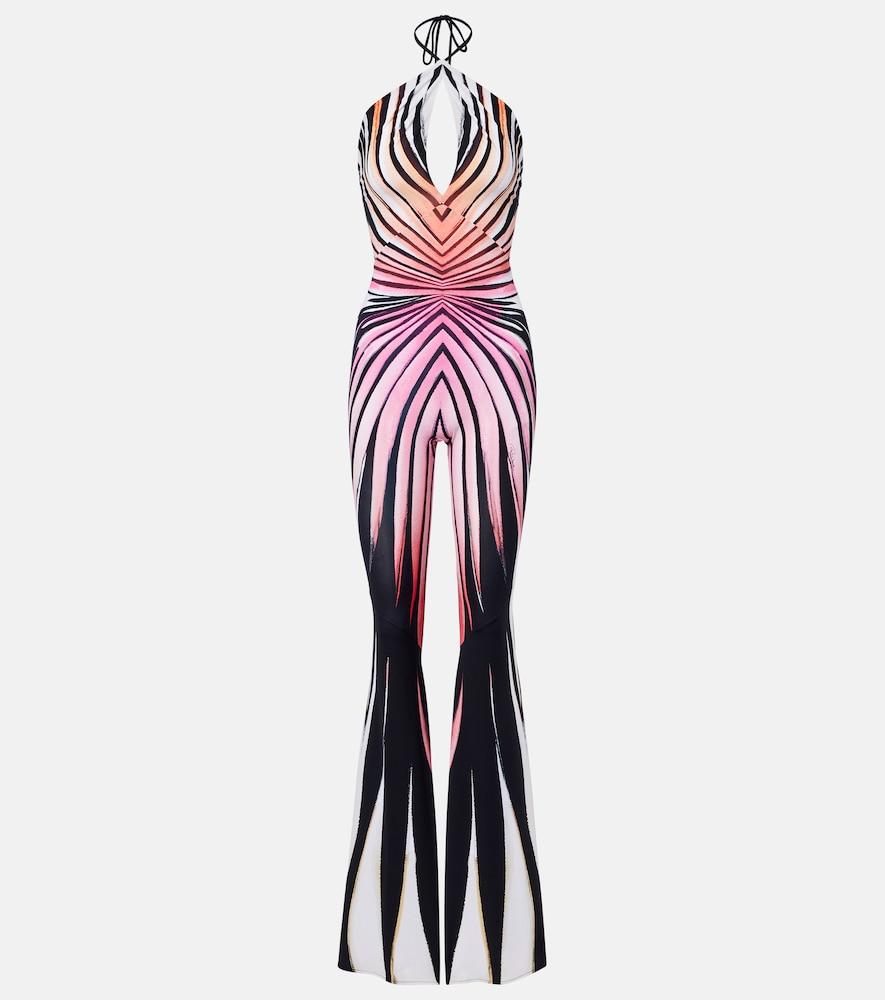 roberto cavalli printed halterneck jumpsuit