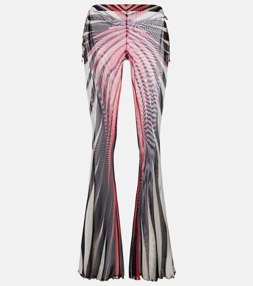 roberto cavalli printed sheer flared pants