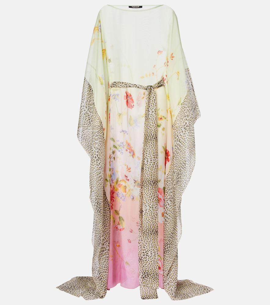 roberto cavalli printed silk kaftan