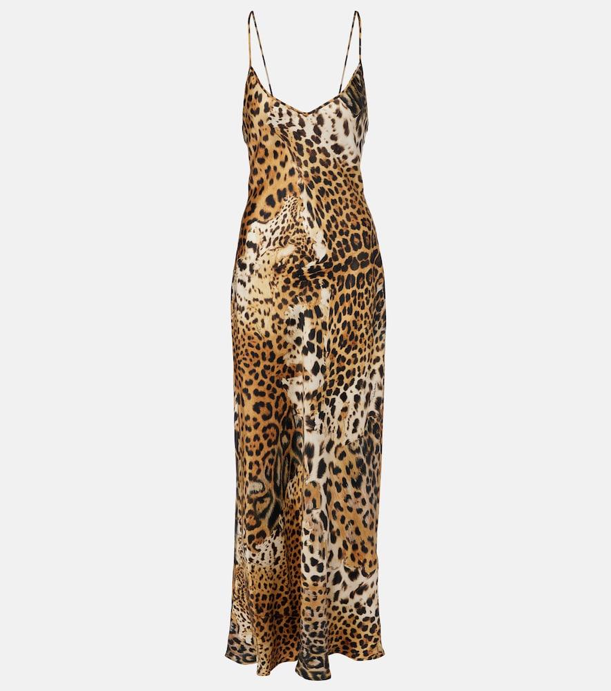 roberto cavalli printed silk satin slip dress