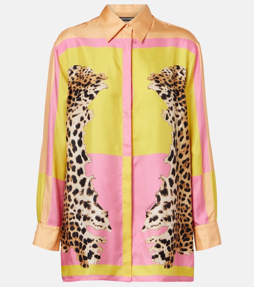 roberto cavalli printed silk shirt