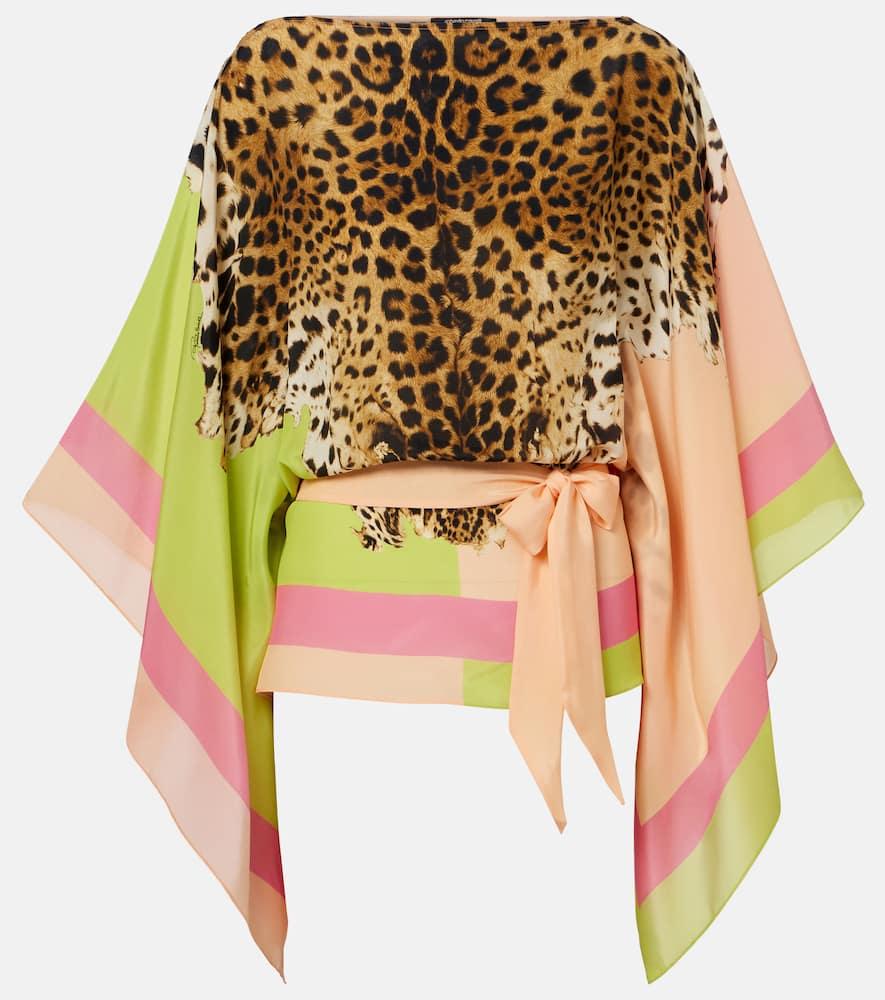 roberto cavalli printed silk top