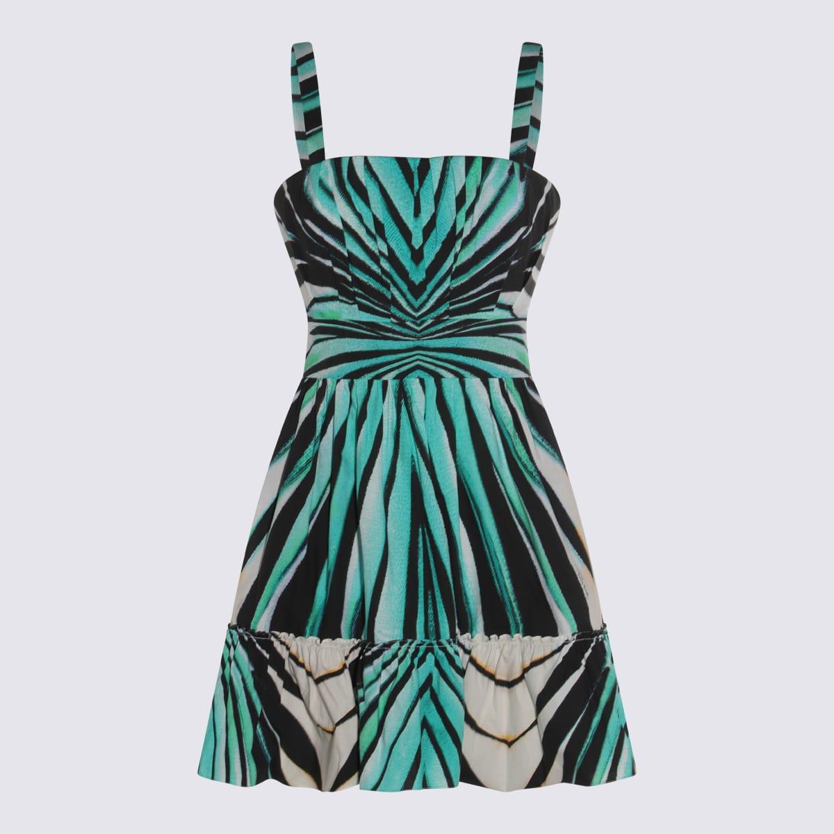 roberto cavalli turquoise and black dress