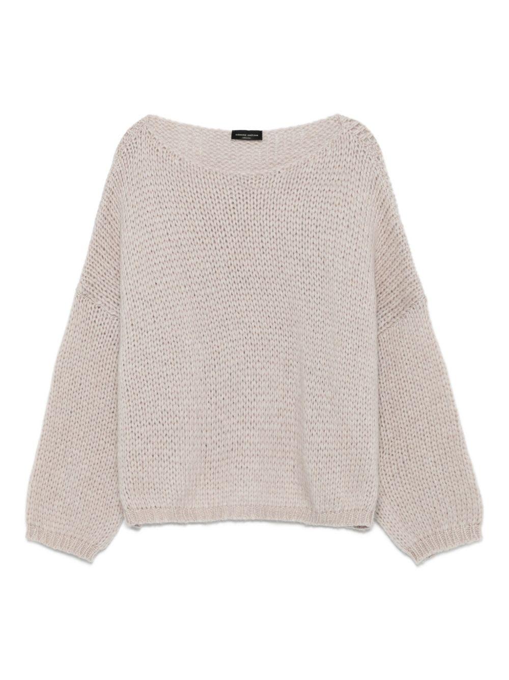 roberto collina beige long-sleeved boat-neck sweater