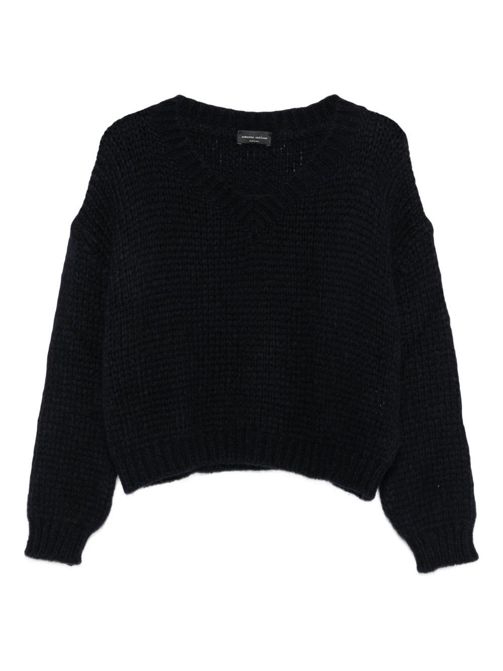 roberto collina black v-neck sweater
